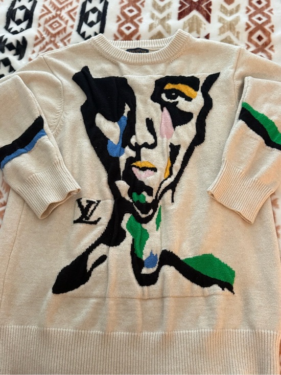 Louis Vuitton Other - Louis Vuitton Cream Crewneck Sweater with Multicolor Abstract Face